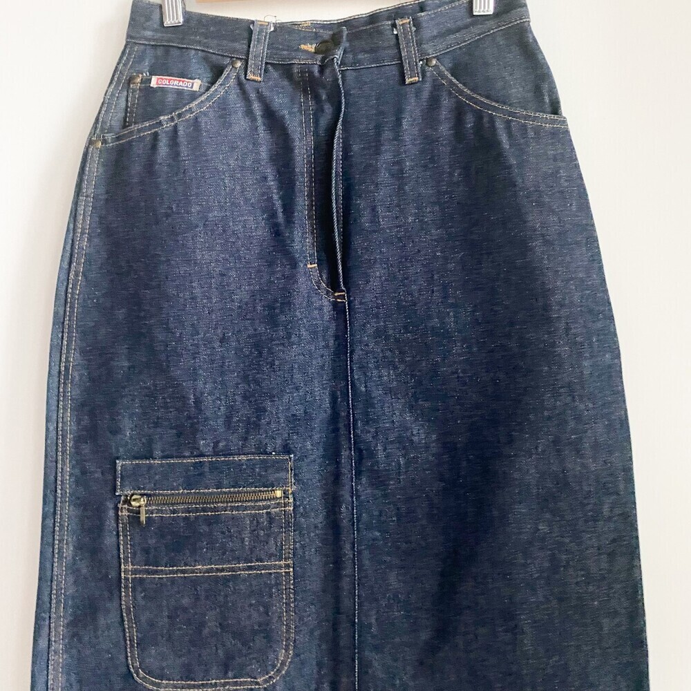 Vintage Colorado Jackets Brand New DArk Wash Stiff Denim Pencil Skirt M - Picture 4 of 5